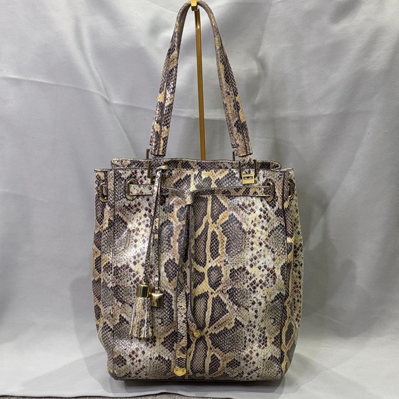 G.I.L.I. Handbags - G.I.L.I. Snake-Embossed Leather Tote | Footed | Protective Plastic on Lock